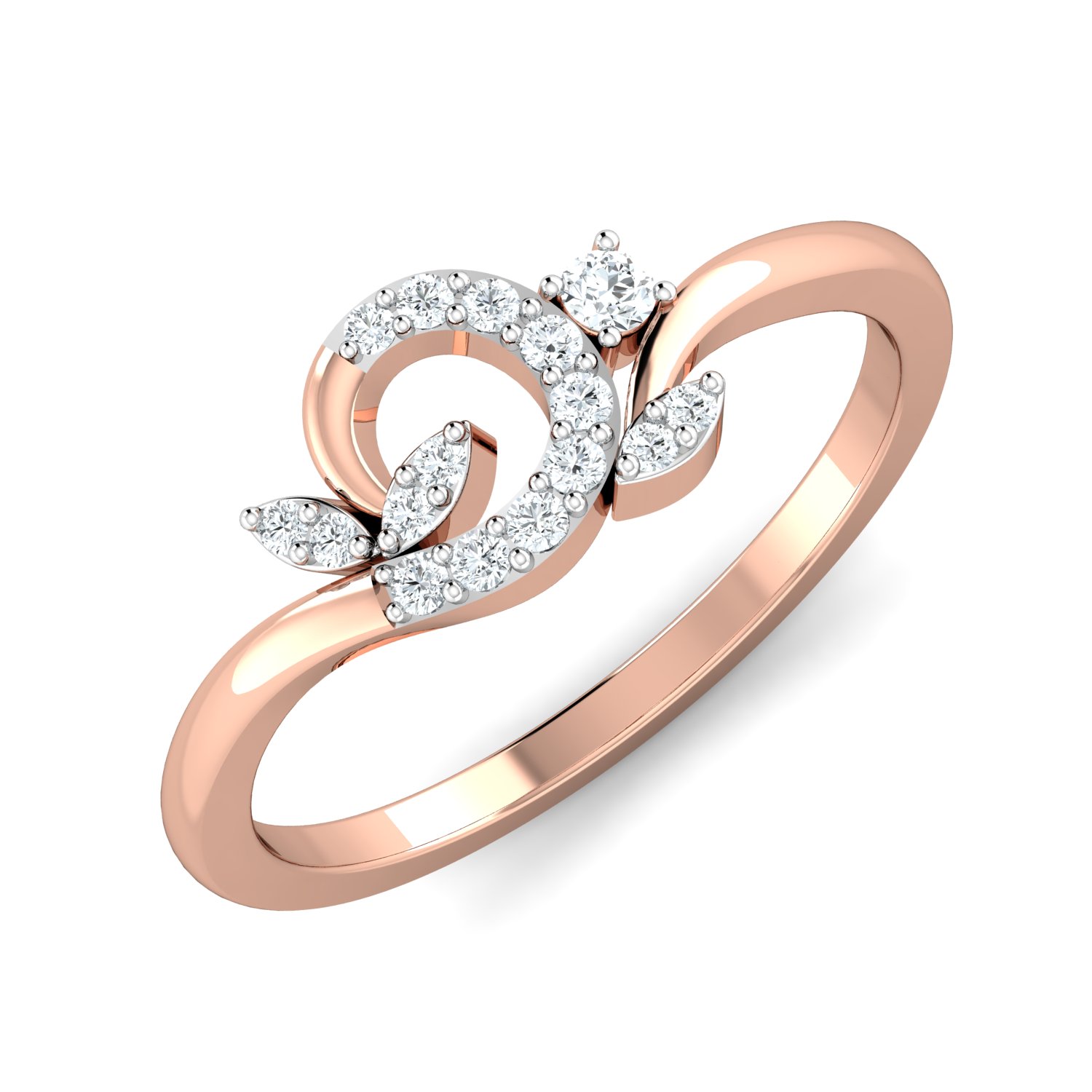 Simon G. 18kt White Gold Leaf Design Ring with Diamonds | Ross-Simons